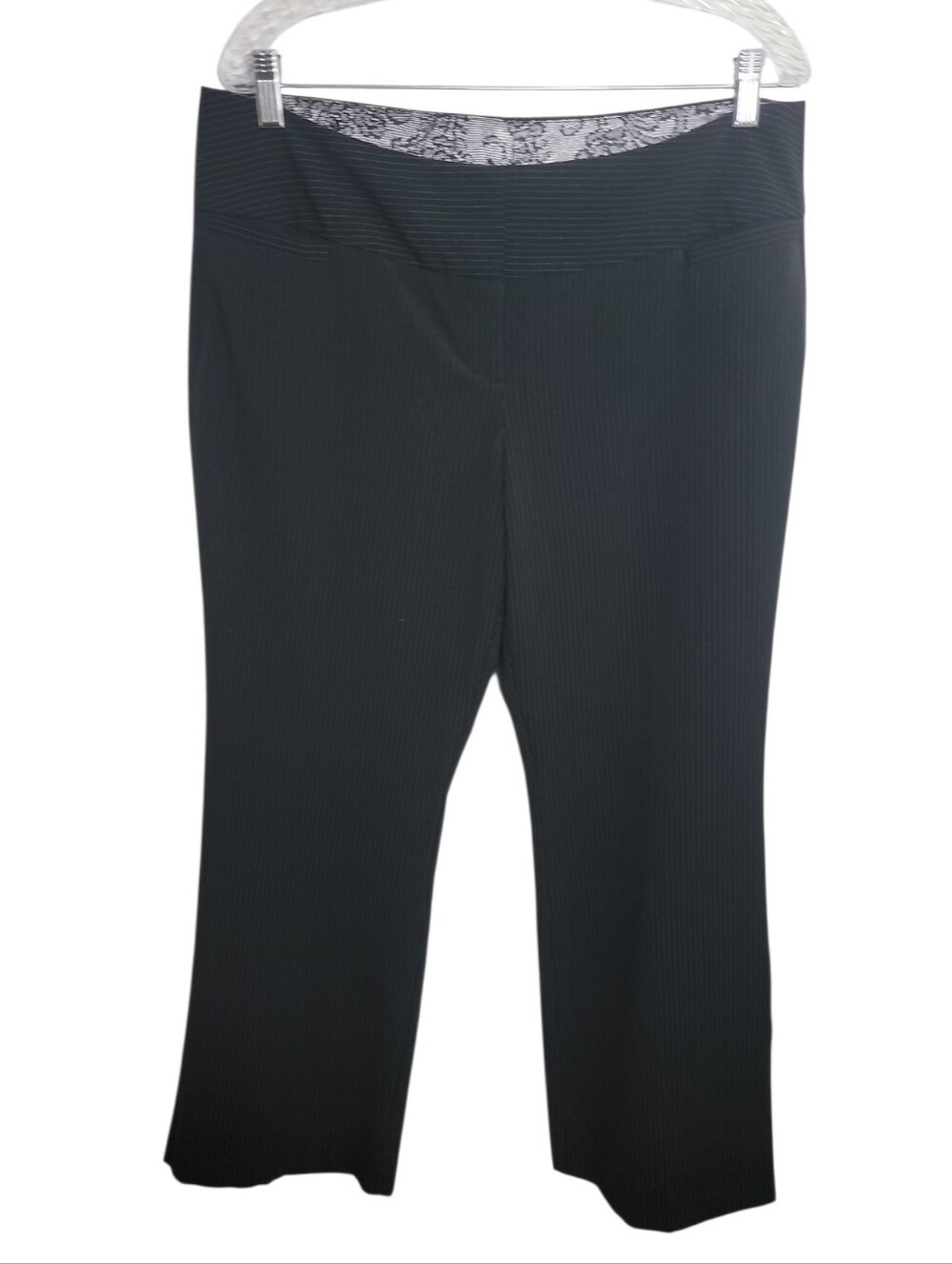 Metaphor mid rise black pinstripe wide leg stretch dress pants size 12 short